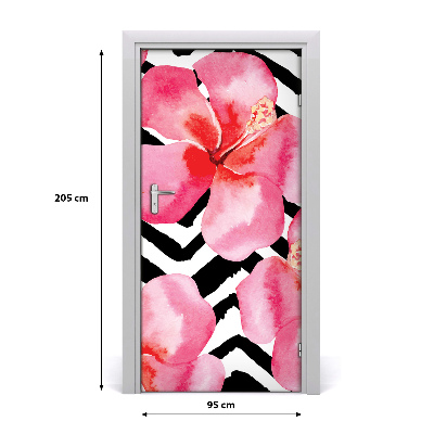 Deur sticker Hawaiiaanse bloemen