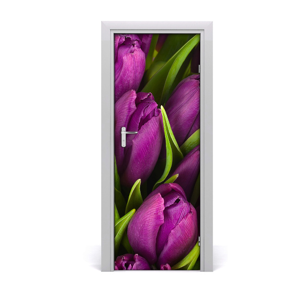 Deur sticker Paarse tulpen