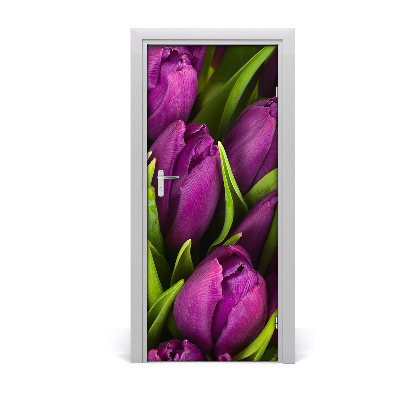 Deur sticker Paarse tulpen