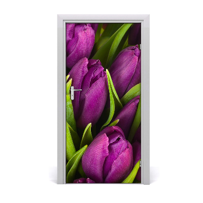 Deur sticker Paarse tulpen