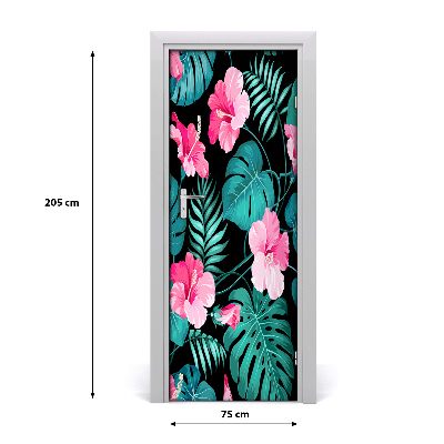 Deur sticker Hawaiiaanse bloemen