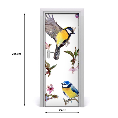 Deursticker Vogels en bloemen