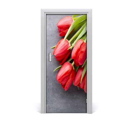 Deur sticker Rode tulpen