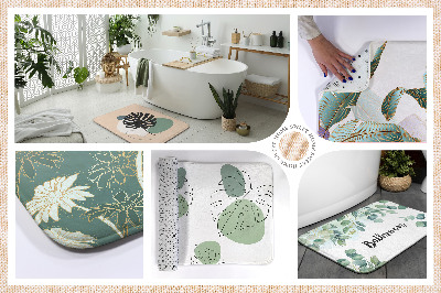 Badmat Planten bloemen patroon