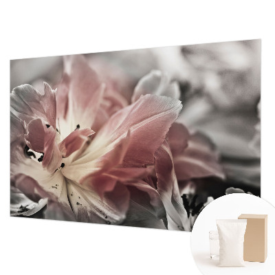 Vliesbehang fotobehang woonkamer met pastelkleurige bloemen als patroon