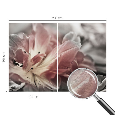 Vliesbehang fotobehang woonkamer met pastelkleurige bloemen als patroon