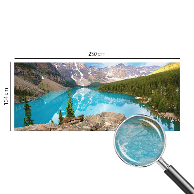 Muurbehang met een blauw meer als motief
