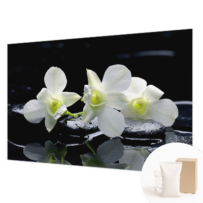 Fotobehang op maat met bloemen- en stenenmotief