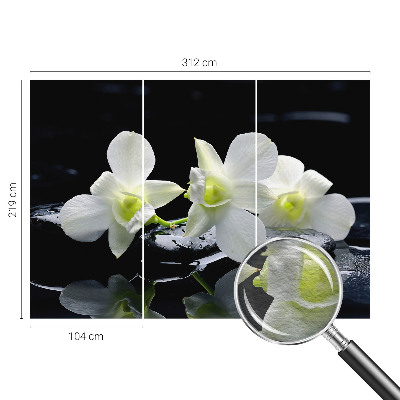 Fotobehang op maat met bloemen- en stenenmotief
