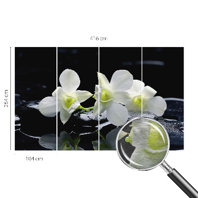 Fotobehang op maat met bloemen- en stenenmotief