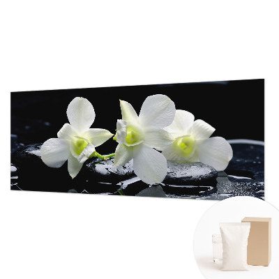 Fotobehang op maat met bloemen- en stenenmotief