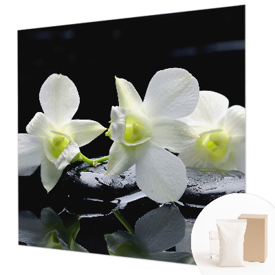 Fotobehang op maat met bloemen- en stenenmotief
