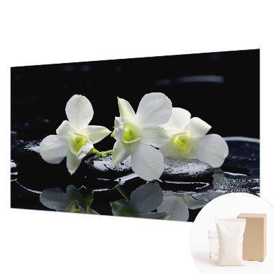Fotobehang op maat met bloemen- en stenenmotief