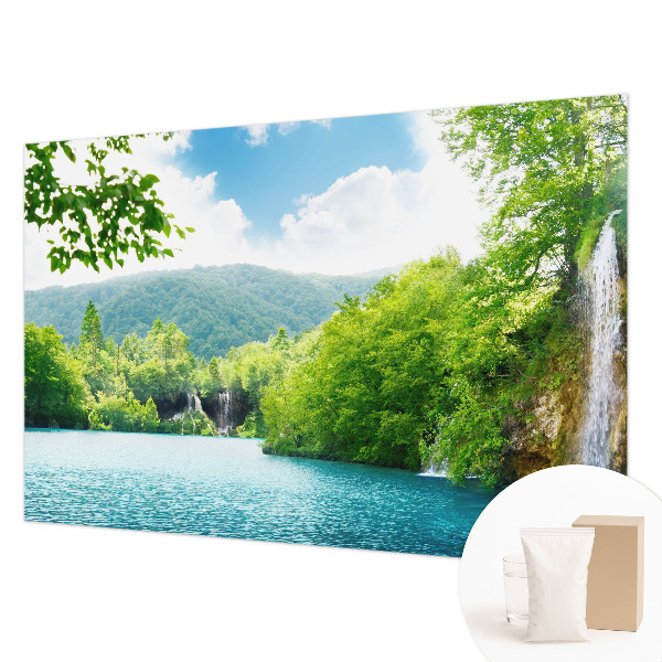 Fotobehang naadloos met een natuurlijke watervalprint