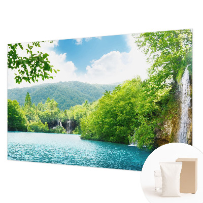 Fotobehang naadloos met een natuurlijke watervalprint