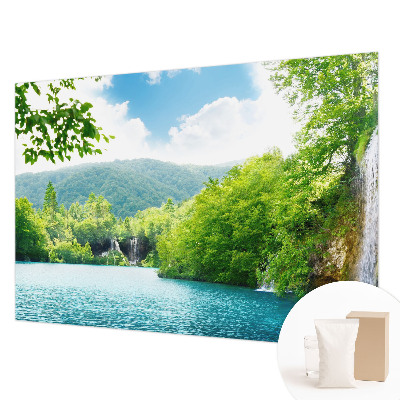 Fotobehang naadloos met een natuurlijke watervalprint