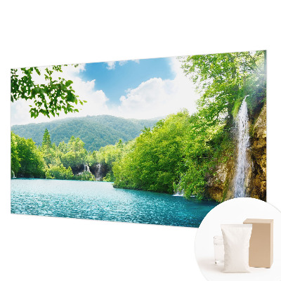 Fotobehang naadloos met een natuurlijke watervalprint