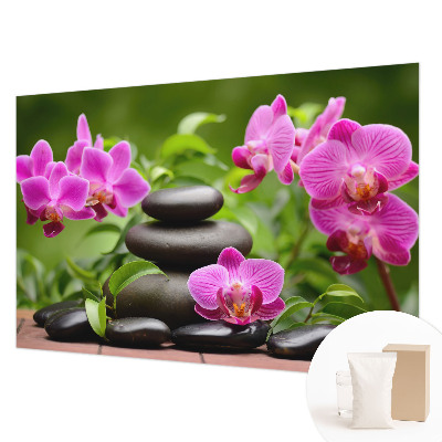 Premium fotobehang met orchideeënstenen-motief