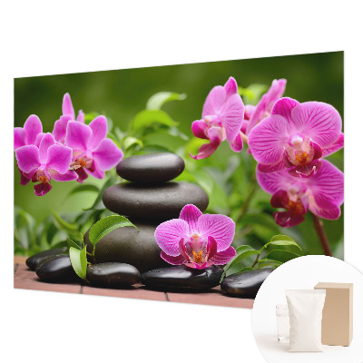 Premium fotobehang met orchideeënstenen-motief