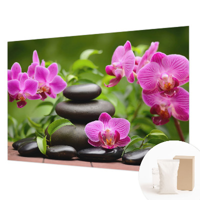 Premium fotobehang met orchideeënstenen-motief