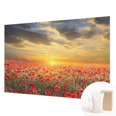 Vliesbehang fotobehang woonkamer Papaverveld