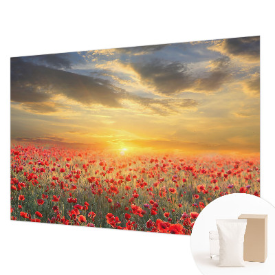 Vliesbehang fotobehang woonkamer Papaverveld