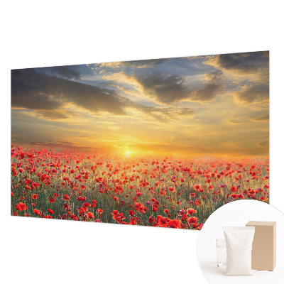 Vliesbehang fotobehang woonkamer Papaverveld