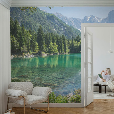 Muurbehang met een groen meerprint
