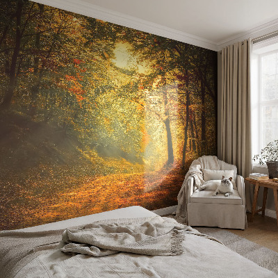 Behang met print met een herfstlandschap als motief