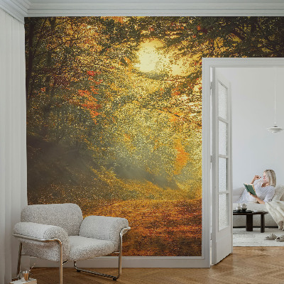 Behang met print met een herfstlandschap als motief
