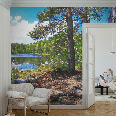 Fotobehang naadloos met een boslandschap als motief
