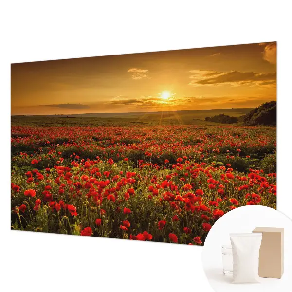 Fotobehang woonkamer met het Papaverveld-motief