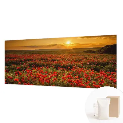 Fotobehang woonkamer met het Papaverveld-motief