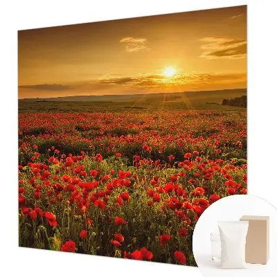 Fotobehang woonkamer met het Papaverveld-motief