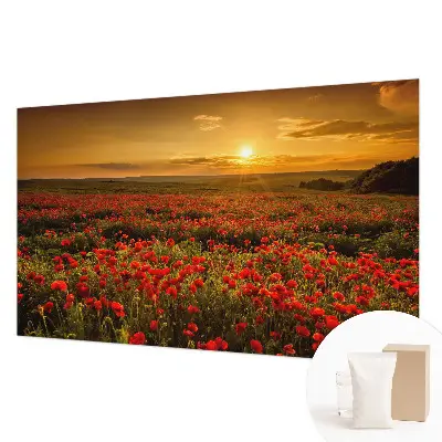 Fotobehang woonkamer met het Papaverveld-motief