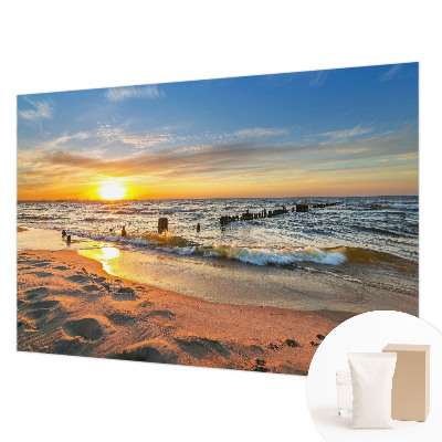Fotobehang slaapkamer met een zonsondergang op het strand