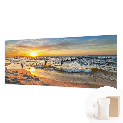 Fotobehang slaapkamer met een zonsondergang op het strand