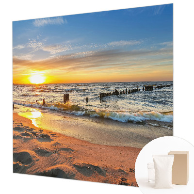 Fotobehang slaapkamer met een zonsondergang op het strand