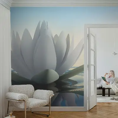 Fotobehang voor de woonkamer met waterlelies als motief