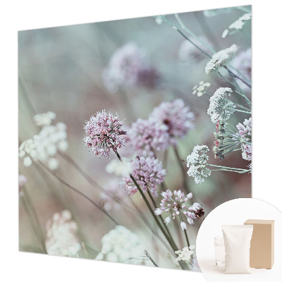 Luxe fotobehang met een patroon van wilde bloemen