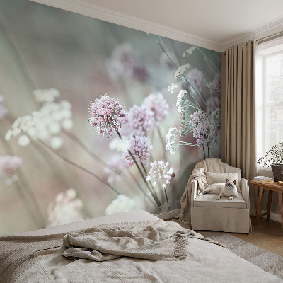 Luxe fotobehang met een patroon van wilde bloemen
