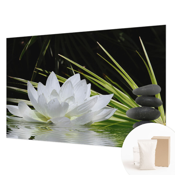 Kwalitatief fotobehang met een lelie en meditatieve print