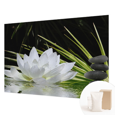 Kwalitatief fotobehang met een lelie en meditatieve print