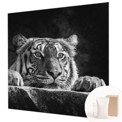 Vliesbehang fotobehang woonkamer met het motief 'roofzuchtige blik'