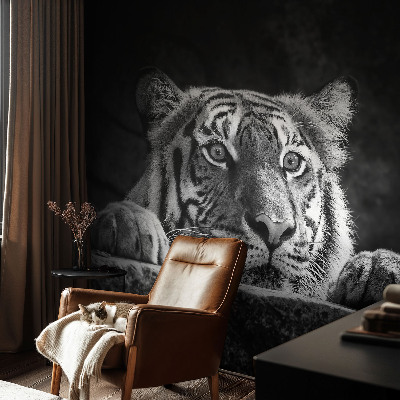 Vliesbehang fotobehang woonkamer roofzuchtige blik