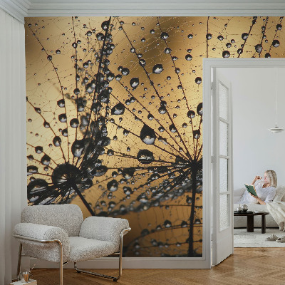 Fotobehang voor de woonkamer met een patroon van fijne druppels