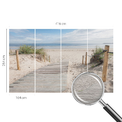 Fotobehang vliesbehang met een print van een houten loopbrug