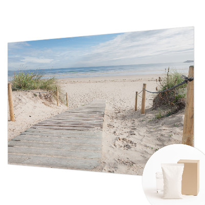 Fotobehang vliesbehang met een print van een houten loopbrug