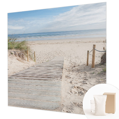 Fotobehang vliesbehang met een print van een houten loopbrug