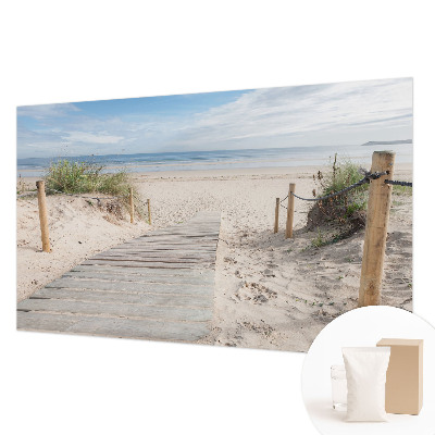 Fotobehang vliesbehang met een print van een houten loopbrug